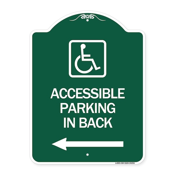 Signmission Accessible Parking on Left Arrow W/ Graphic, Green & White Aluminum Sign, 18" x 24", GW-1824-24356 A-DES-GW-1824-24356 - main
